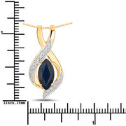 Bids.com 2.27 Carat Genuine Blue Sapphire and White Diamond 14K Yellow Gold Pendant Pendants White Smoke