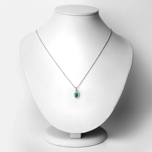 Bids.com 0.89 Carat Genuine Zambian Emerald and Lab Grown Diamond .925 Sterling Silver Pendant Pendants White Smoke size 18.00