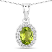 Bids.com 1.90 Carat Genuine Peridot and Lab Grown Diamond .925 Sterling Silver Pendant Pendants White Smoke size 18.00