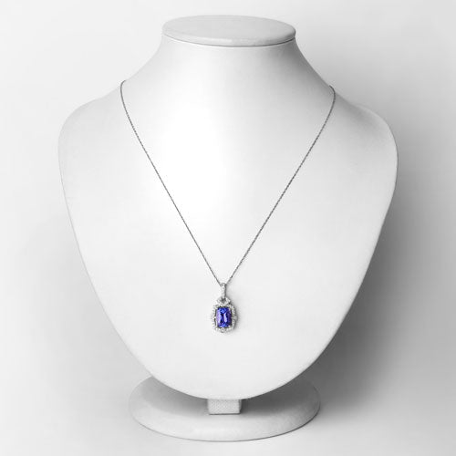 Bids.com 2.46 Carat Genuine Tanzanite and White Diamond 14K White Gold Pendant Pendants Lavender