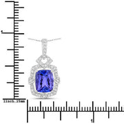 Bids.com 2.46 Carat Genuine Tanzanite and White Diamond 14K White Gold Pendant Pendants White Smoke