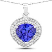 Bids.com 4.17 Carat Genuine Tanzanite and White Diamond 14K White Gold Pendant Pendants White Smoke Default Title