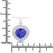 Bids.com 4.17 Carat Genuine Tanzanite and White Diamond 14K White Gold Pendant Pendants White Smoke