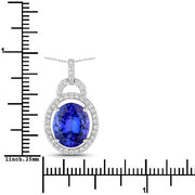 Bids.com 4.06 Carat Genuine Tanzanite and White Diamond 14K White Gold Pendant Pendants White Smoke