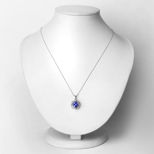 Bids.com 3.14 Carat Genuine Tanzanite and White Diamond 14K White Gold Pendant Pendants Lavender