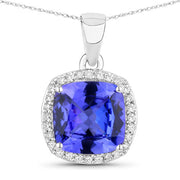 Bids.com 2.65 Carat Genuine Tanzanite and White Diamond 14K White Gold Pendant Pendants White Smoke Default Title