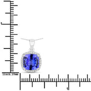 Bids.com 2.65 Carat Genuine Tanzanite and White Diamond 14K White Gold Pendant Pendants White Smoke