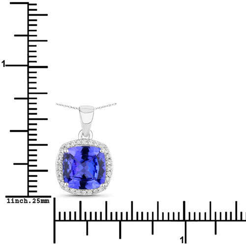 Bids.com 2.65 Carat Genuine Tanzanite and White Diamond 14K White Gold Pendant Pendants White Smoke