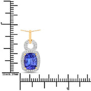 Bids.com 2.23 Carat Genuine Tanzanite and White Diamond 14K Yellow Gold Pendant Pendants White Smoke