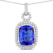 Bids.com 2.25 Carat Genuine Tanzanite and White Diamond 14K White Gold Pendant Pendants White Smoke Default Title