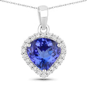 Bids.com 2.53 Carat Genuine Tanzanite and White Diamond 14K White Gold Pendant Pendants White Smoke Default Title