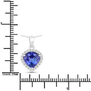 Bids.com 2.53 Carat Genuine Tanzanite and White Diamond 14K White Gold Pendant Pendants White Smoke