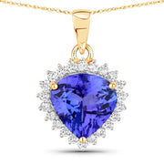 Bids.com 2.66 Carat Genuine Tanzanite and White Diamond 14K Yellow Gold Pendant Pendants White Smoke Default Title