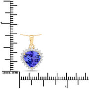 Bids.com 2.66 Carat Genuine Tanzanite and White Diamond 14K Yellow Gold Pendant Pendants White Smoke