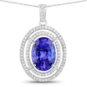 Bids.com 4.90 Carat Genuine Tanzanite and White Diamond 14K White Gold Pendant Pendants White Smoke Default Title