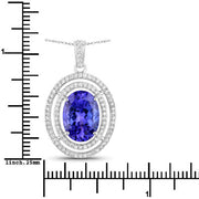 Bids.com 4.90 Carat Genuine Tanzanite and White Diamond 14K White Gold Pendant Pendants White Smoke