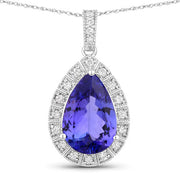 Bids.com 3.13 Carat Genuine Tanzanite and White Diamond 14K White Gold Pendant Pendants White Smoke Default Title