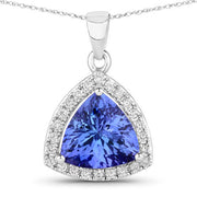 Bids.com 3.11 Carat Genuine Tanzanite and White Diamond 14K White Gold Pendant Pendants White Smoke Default Title