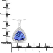 Bids.com 3.11 Carat Genuine Tanzanite and White Diamond 14K White Gold Pendant Pendants White Smoke