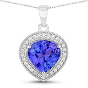 Bids.com 2.58 Carat Genuine Tanzanite and White Diamond 14K White Gold Pendant Pendants White Smoke Default Title