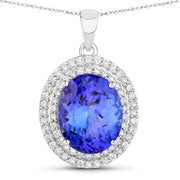 Bids.com 3.90 Carat Genuine Tanzanite and White Diamond 14K White Gold Pendant Pendants White Smoke Default Title