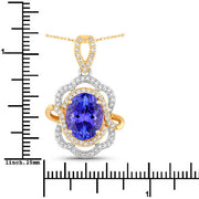 Bids.com 4.61 Carat Genuine Tanzanite and White Diamond 14K White Gold(Two-Tone) Pendant Pendants White Smoke