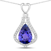 Bids.com 3.30 Carat Genuine Tanzanite and White Diamond 14K White Gold Pendant Pendants White Smoke Default Title