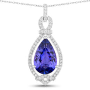 Bids.com 7.11 Carat Genuine Tanzanite and White Diamond 14K White Gold Pendant Pendants White Smoke Default Title