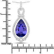 Bids.com 7.11 Carat Genuine Tanzanite and White Diamond 14K White Gold Pendant Pendants White Smoke