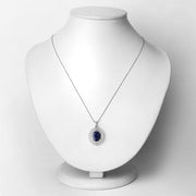 Bids.com 4.82 Carat Genuine Blue Sapphire and White Diamond 14K White Gold Pendant Pendants Lavender