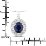 Bids.com 4.82 Carat Genuine Blue Sapphire and White Diamond 14K White Gold Pendant Pendants White Smoke