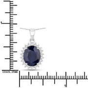 Bids.com 4.63 Carat Genuine Blue Sapphire and White Diamond 14K White Gold Pendant Pendants White Smoke