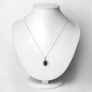 Bids.com 4.63 Carat Genuine Blue Sapphire and White Diamond 14K Yellow Gold Pendant Pendants Lavender