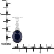 Bids.com 4.41 Carat Genuine Blue Sapphire and White Diamond 14K White Gold Pendant Pendants White Smoke