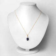 Bids.com 4.41 Carat Genuine Blue Sapphire and White Diamond 14K Yellow Gold Pendant Pendants Lavender
