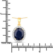 Bids.com 4.63 Carat Genuine Blue Sapphire and White Diamond 14K Yellow Gold Pendant Pendants White Smoke