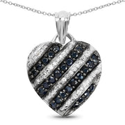 Bids.com 1.55 Carat Genuine Blue Sapphire and White Topaz .925 Sterling Silver Pendant Pendants White Smoke Default Title