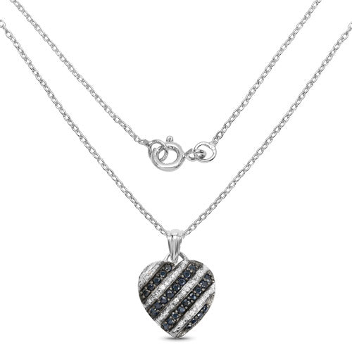 Bids.com 1.55 Carat Genuine Blue Sapphire and White Topaz .925 Sterling Silver Pendant Pendants White Smoke