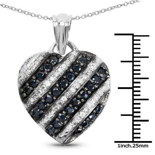Bids.com 1.55 Carat Genuine Blue Sapphire and White Topaz .925 Sterling Silver Pendant Pendants White Smoke