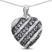 Bids.com 1.30 Carat Genuine Tanzanite and White Topaz .925 Sterling Silver Pendant Pendants White Smoke Default Title