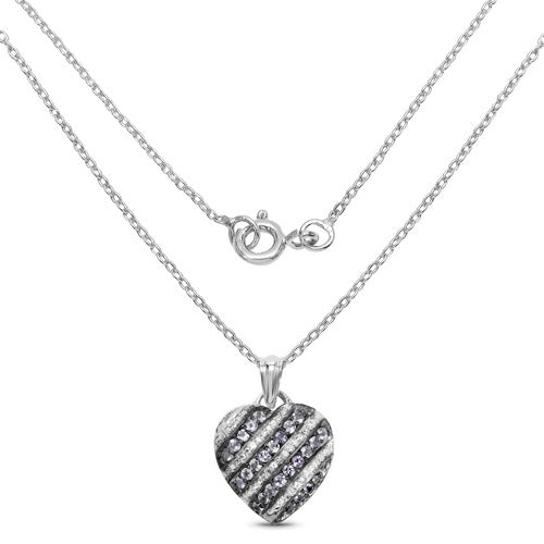 Bids.com 1.30 Carat Genuine Tanzanite and White Topaz .925 Sterling Silver Pendant Pendants White Smoke