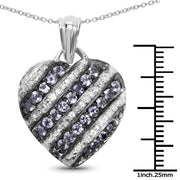 Bids.com 1.30 Carat Genuine Tanzanite and White Topaz .925 Sterling Silver Pendant Pendants White Smoke