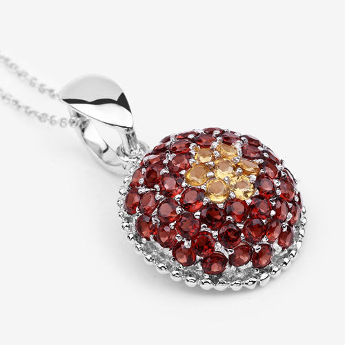Bids.com 4.57 Carat Genuine Citrine and Garnet .925 Sterling Silver Pendant Pendants White Smoke