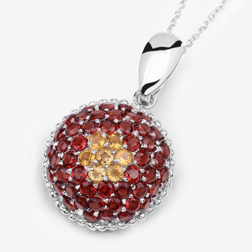 Bids.com 4.57 Carat Genuine Citrine and Garnet .925 Sterling Silver Pendant Pendants White Smoke