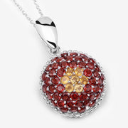 Bids.com 4.57 Carat Genuine Citrine and Garnet .925 Sterling Silver Pendant Pendants White Smoke