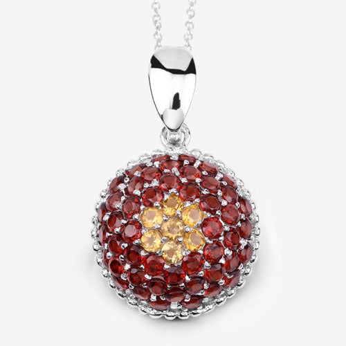 Bids.com 4.57 Carat Genuine Citrine and Garnet .925 Sterling Silver Pendant Pendants White Smoke