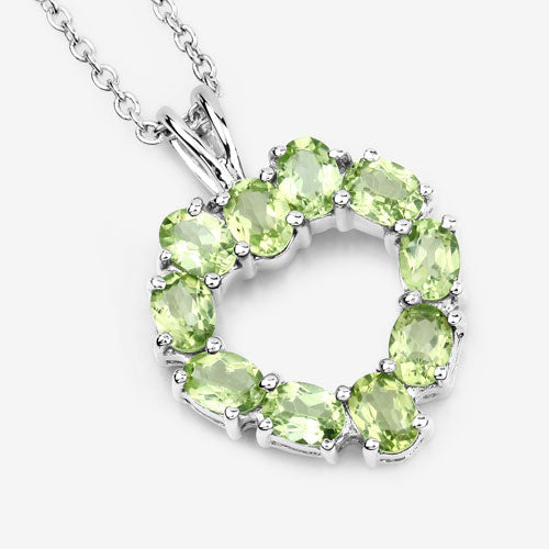 Bids.com 1.70 Carat Genuine Peridot .925 Sterling Silver Pendant Pendants White Smoke size 18.00