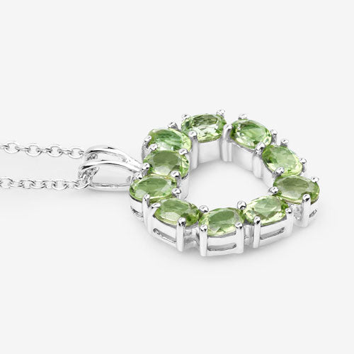 Bids.com 1.70 Carat Genuine Peridot .925 Sterling Silver Pendant Pendants White Smoke size 18.00