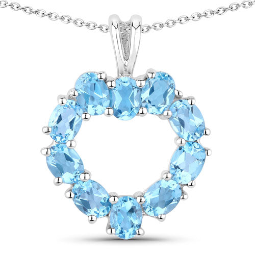 Bids.com 1.90 Carat Genuine Swiss Blue Topaz .925 Sterling Silver Pendant Pendants White Smoke size 18.00