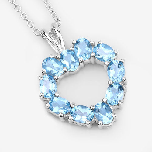 Bids.com 1.90 Carat Genuine Swiss Blue Topaz .925 Sterling Silver Pendant Pendants White Smoke size 18.00